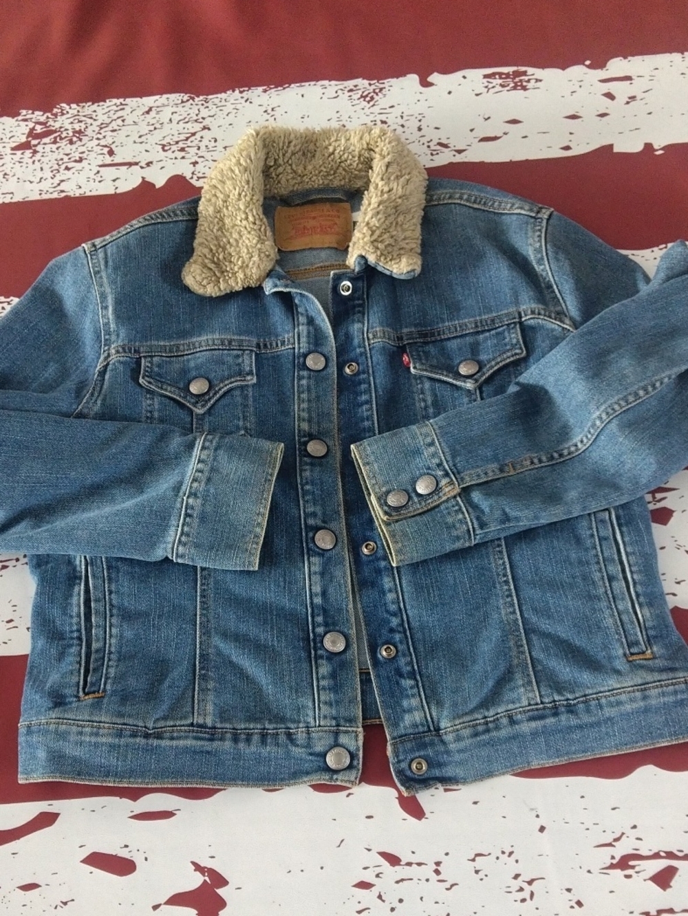 Levi's Light Blue Denim Jacket with Cream Sherpa Collar